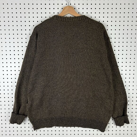 Munsingwear Brown Chunky Knit Sweater Large Grandpa 90s Checkered SOFT Vintage - Picture 4 of 6